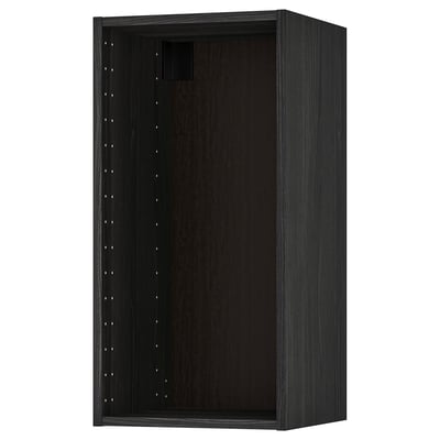 Svart ikea METOD väggskåp, rektangulära, flera hyllhål.