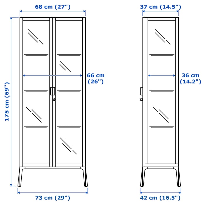 MILSBO Vitrinskåp, vit, 73x175 cm IKEA