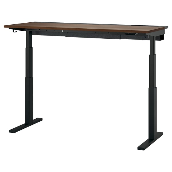 MITTZON Skrivbord sitt/stå - elektrisk valnötsfaner/svart 160x60 cm
