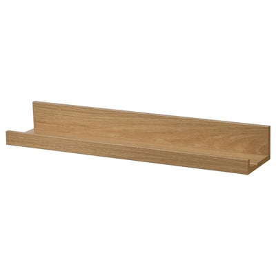 MOSSLANDA vägghylla, ljusbrun, rektangulär, träfinish.