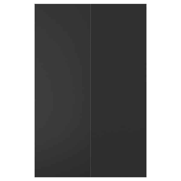 NICKEBO Dörr för bänkhörnskåp, 2 delar - matt yta antracit 25x80 cm