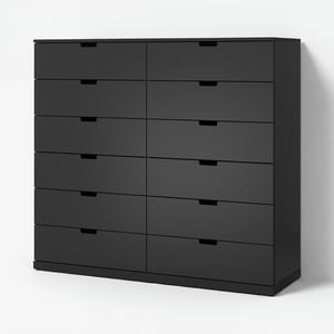 NORDLI Byrå med 12 lådor, antracit, 160x145 cm