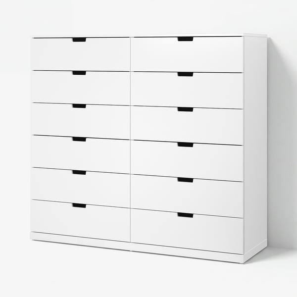 NORDLI Byrå med 12 lådor, vit, 160x145 cm