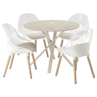 NORRMJÖLE / BALTSAR Bord och 4 stolar, beige marmormönstrad/vit, 105 cm