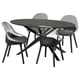 NORRMJÖLE / BALTSAR Bord och 4 stolar, svart marmormönstrad/svart, 170 cm