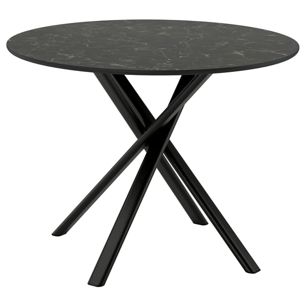NORRMJÖLE Bord, svart marmormönstrad/svart, 105 cm