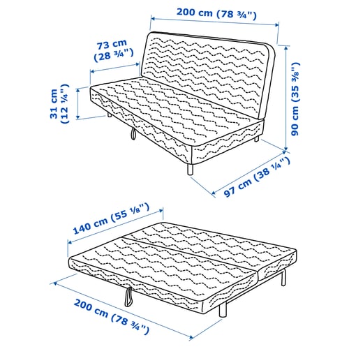 Illustration med mått för produkten: NYHAMN.
