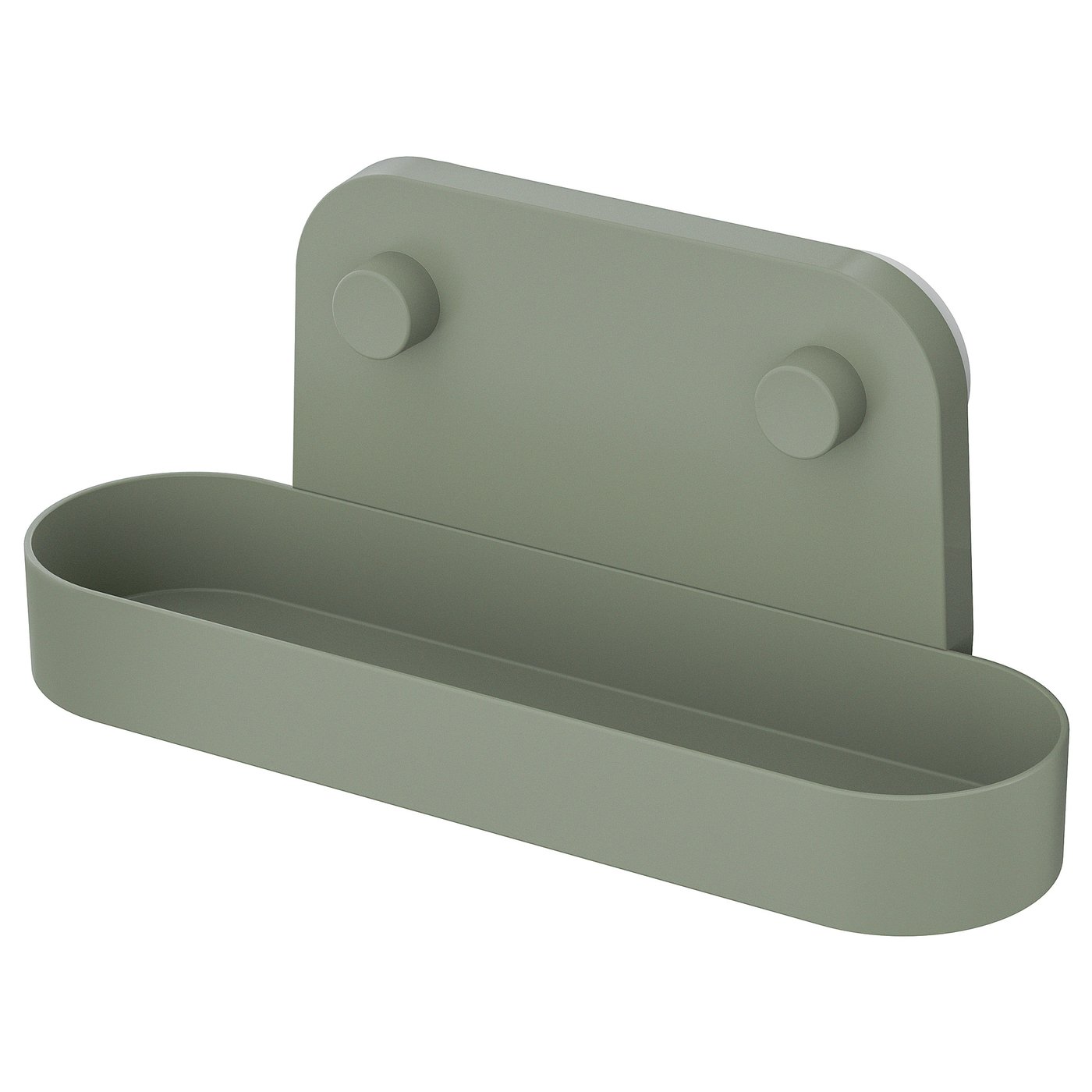 IKEA ÖBONÄS vägghylla med sugpropp, grågrön, 28 cm