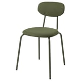 ÖSTANÖ stol, olivgrön, metall & tyg, rundad sits & rygg, stilren design.