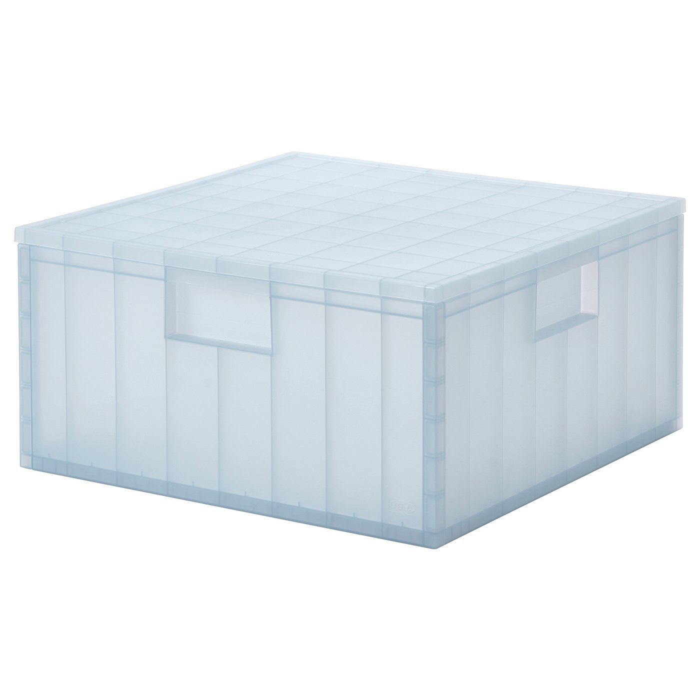 IKEA PANSARTAX förvaringslåda med lock, transparent gråblå, 33x33x16.5 cm