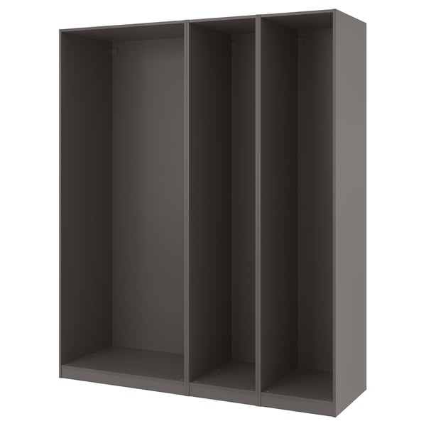 PAX 3 garderobsstommar - mörkgrå 200x58x236 cm