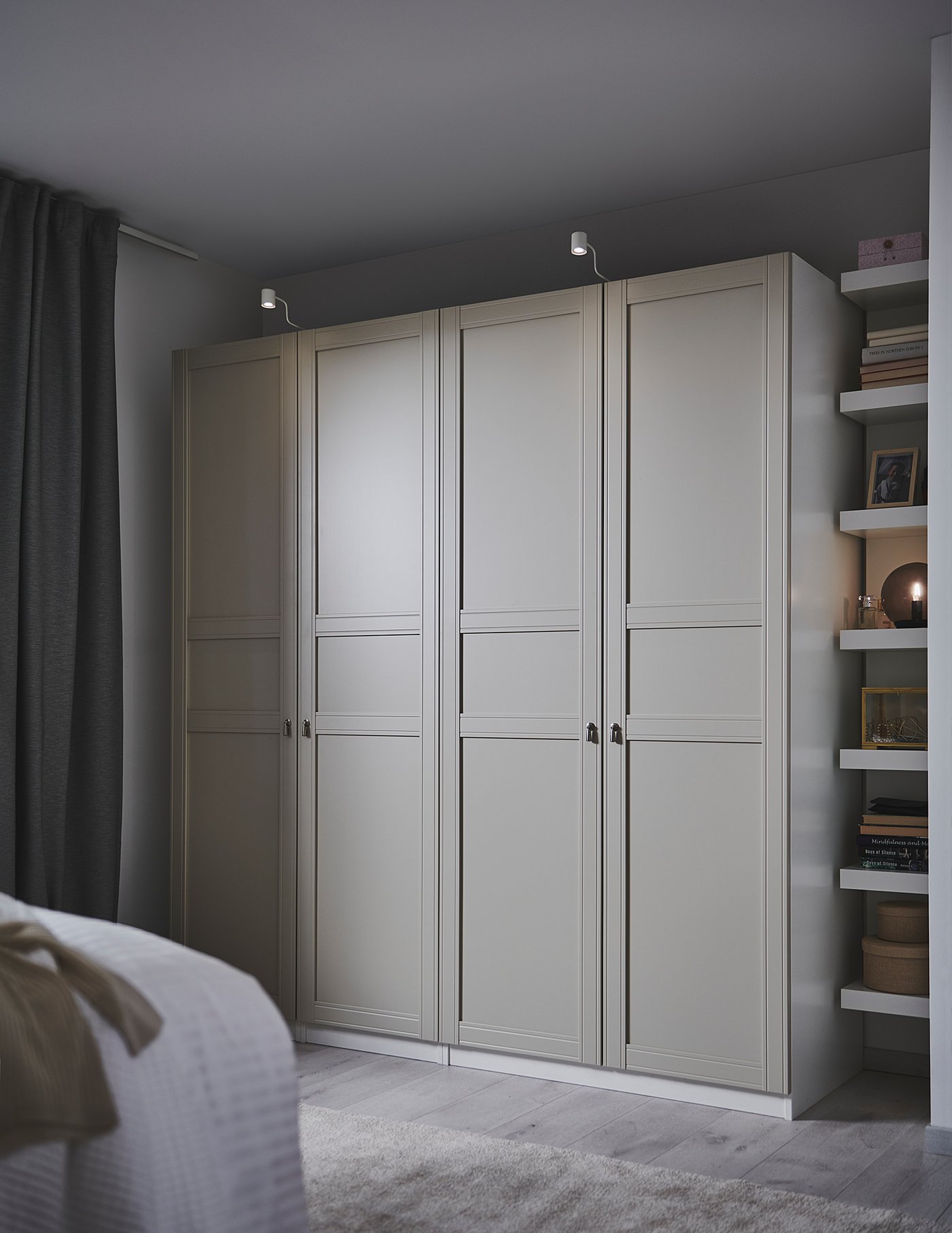 IKEA PAX / FLISBERGET garderob, vit/ljusbeige, 200x60x201 cm