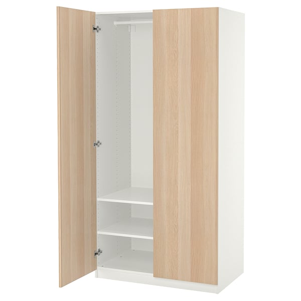 PAX / FORSAND Garderob - vit/vitlaserad ekeffekt 100x60x201 cm