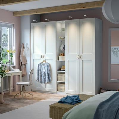 PAX / GRIMO Garderobskombination, vit vit/vit, 235x60x236 cm