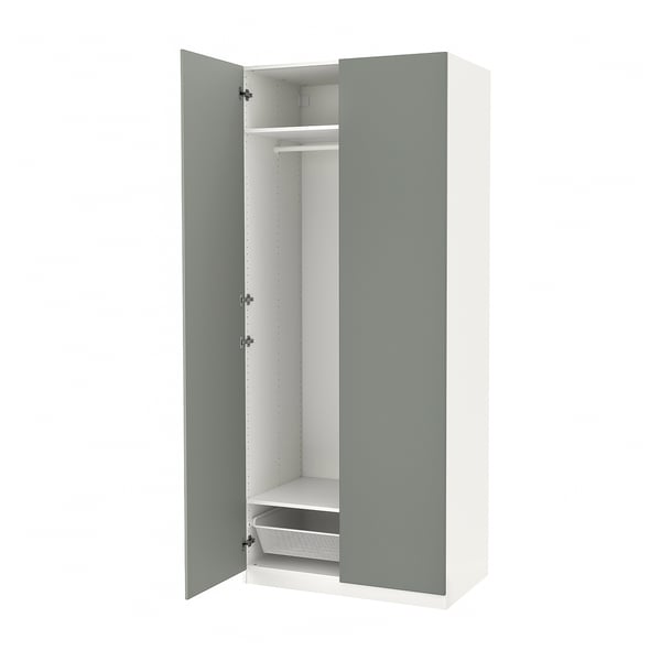 PAX / REINSVOLL Garderob - vit/grågrön 100x60x236 cm