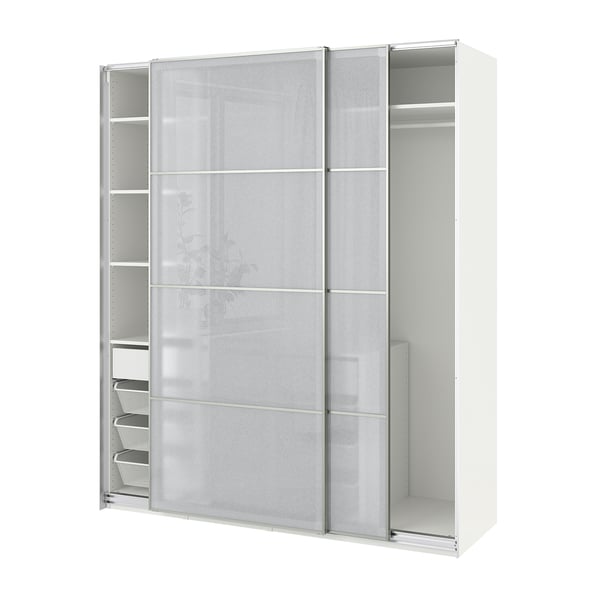 PAX / SVARTISDAL Garderob med skjutdörrar - vit/vit papperseffekt 200x66x236 cm