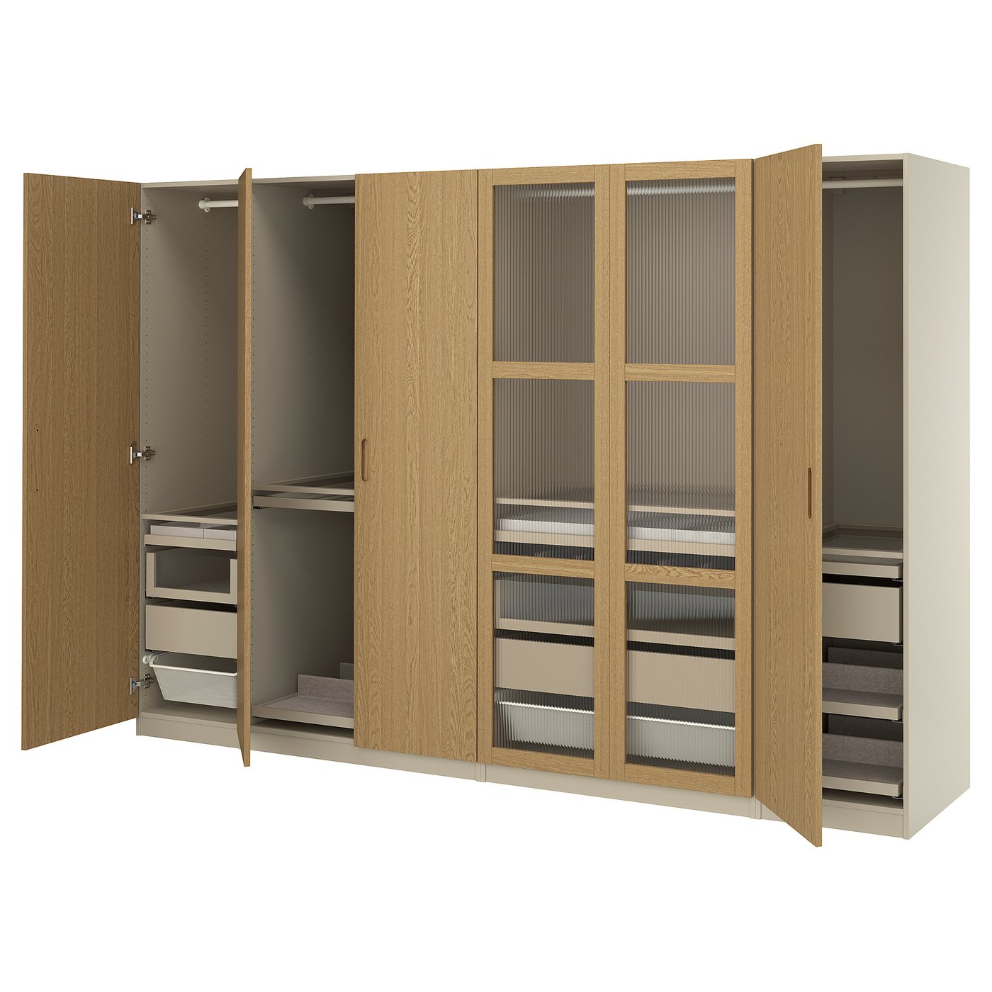 IKEA PAX / TONSTAD garderobskombination, gråbeige/ekfaner