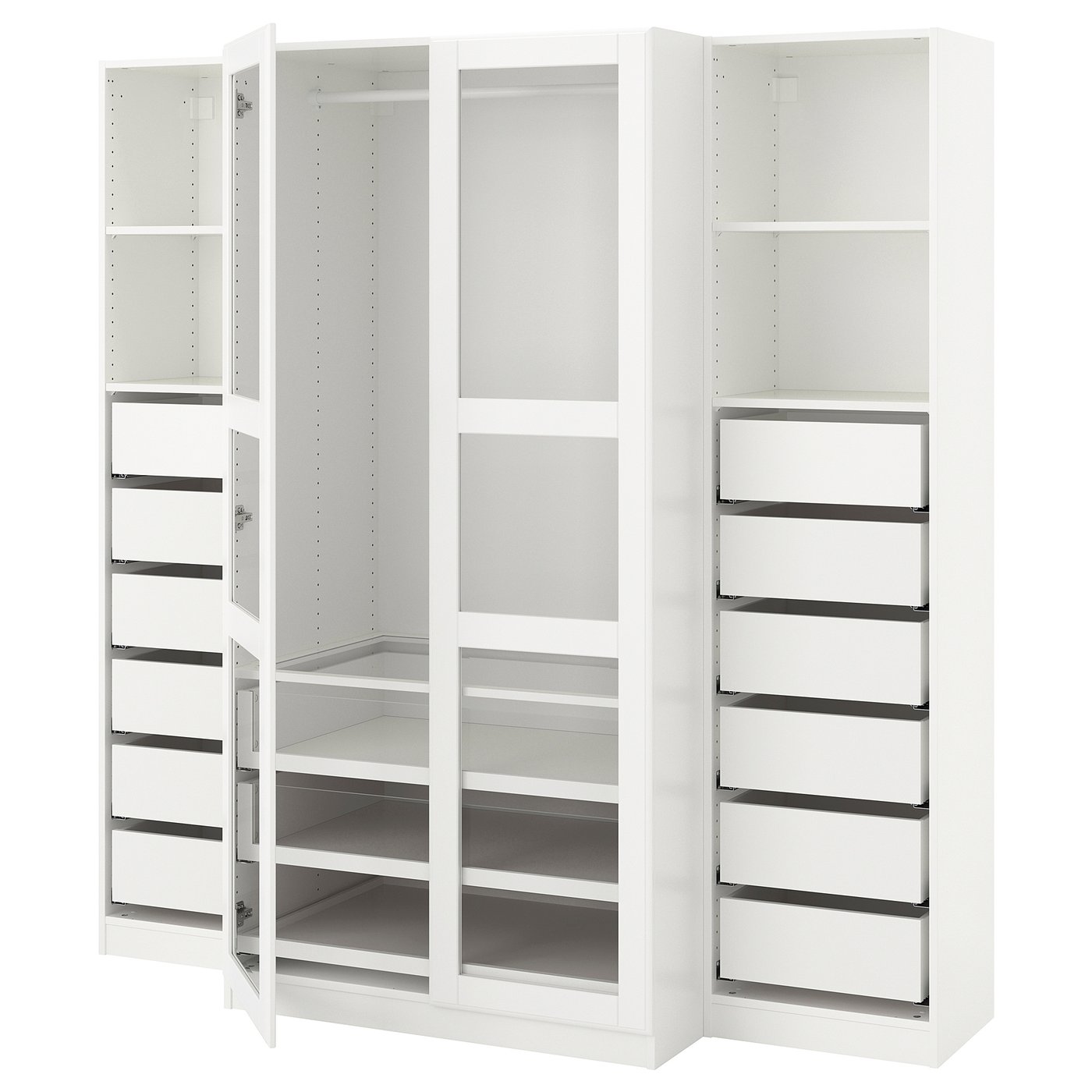 IKEA PAX / TYSSEDAL garderob, vit/vit glas, 200x60x201 cm