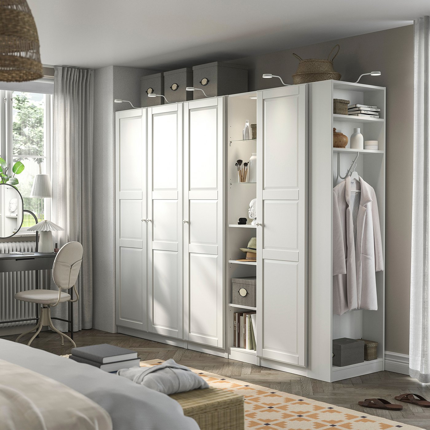 IKEA PAX / TYSSEDAL garderobskombination, vit vit/vit, 255x60x201 cm