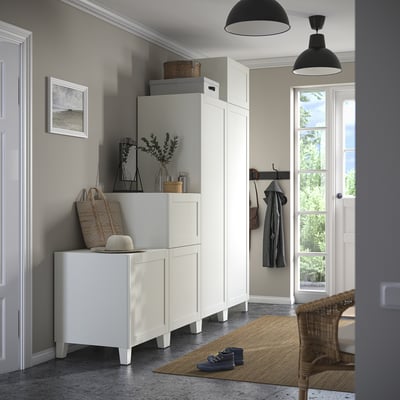 PLATSA Garderob m 6 dörrar, vit/Sannidal vit, 240x57x231 cm