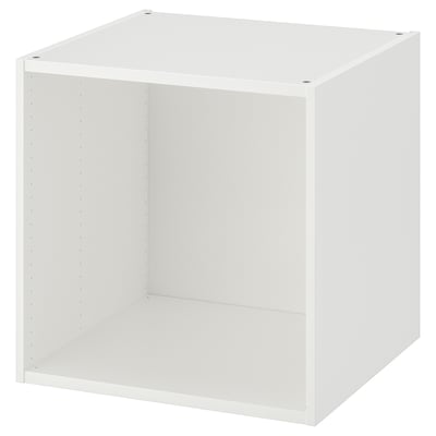En vit PLATSA förvaringsenhet. Det är en fyrkantig, öppen ram med en minimalistisk design för mångsidiga förvaringslösningar.