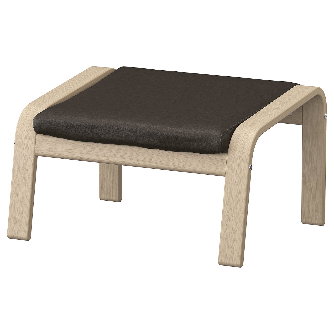 IKEA POÄNG fotpall, vitlaserad ekfaner/glose mörkbrun