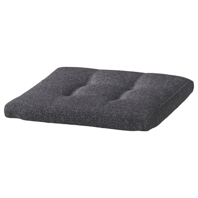 Mörkgrå POÄNG vadderad fotpall med tuftad design, återvunnet tyg.