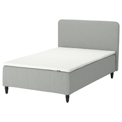 RÅHOLMAR Resårbtn m pocketresårkärna 5 zoner, inkl ben, bäddmadrass och sänggavel medium fast/Tibbleby beige/grå Norrsele, 140x200 cm