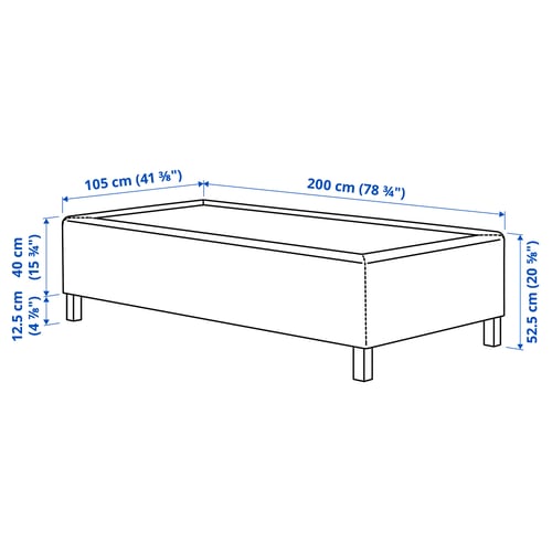 Illustration med mått för produkten: RISHÖJDEN.