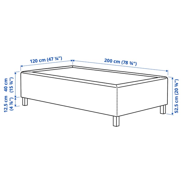 RISHÖJDEN Resårbtn m pocketresårkärna 7 zoner, inkl ben medium fast/Tibbleby beige/grå, 120x200 cm