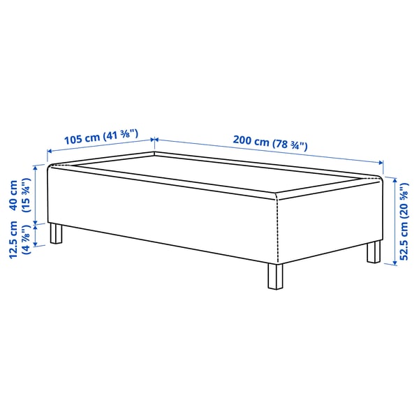 RISHÖJDEN Resårbtn m pocketresårkärna 7 zoner, inkl ben medium fast/Tibbleby beige/grå, 105x200 cm