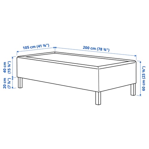 RISHÖJDEN Resårbtn m pocketresårkärna 7 zoner, inkl ben medium fast/Tibbleby beige/grå, 105x200 cm