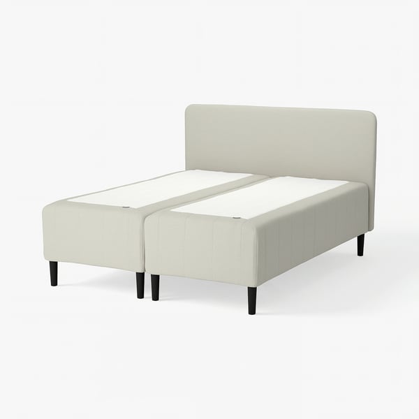 RISHÖJDEN Resårbtn m pocketresårkärna 7 zoner, inkl ben och sänggavel medium fast/Knisa ljusbeige, 160x200 cm