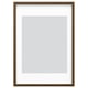 Brun fotoram i trä, rektangulär, med fäste och skydd, mångsidig placering.