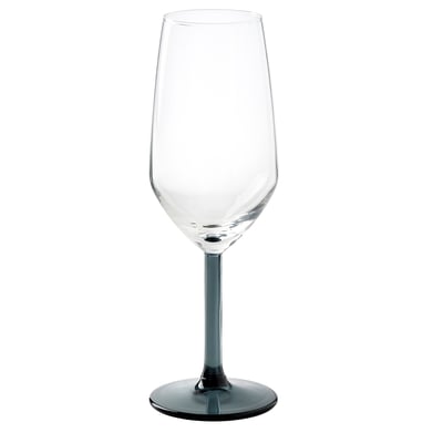 RÖDRÄKA Champagneglas, blågrå/klarglas, 25 cl