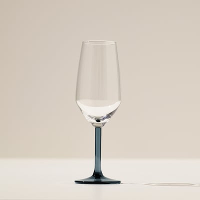 RÖDRÄKA Champagneglas, blågrå/klarglas, 25 cl