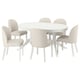 ROSENTORP / ROSENTORP Bord och 6 stolar, vit/Kilanda ljusbeige vit, 160/215x110 cm