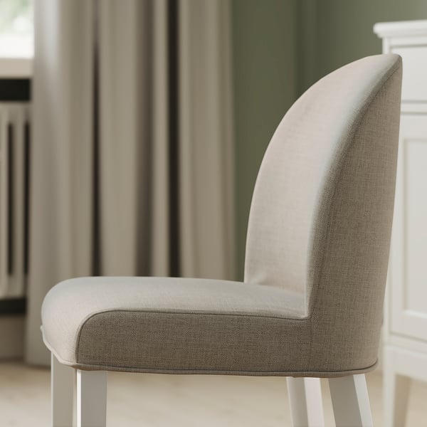 ROSENTORP / ROSENTORP Bord och 6 stolar, vit/Kilanda ljusbeige vit, 160/215x110 cm