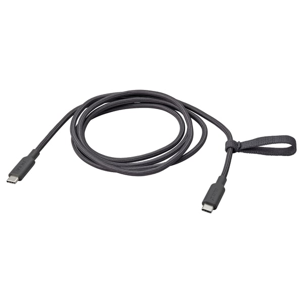 RUNDHULT USB-C till USB-C - mörkgrå 1.5 m/100 W