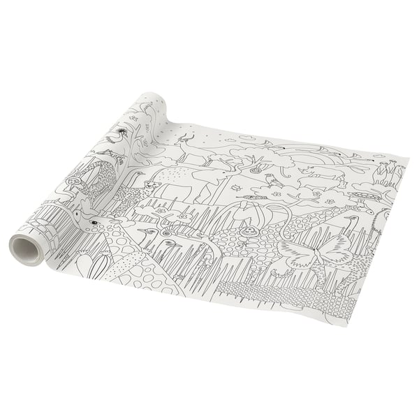 SANDLÖPARE rulle, vit med svart kontur naturteckning, för färgläggning, på blekt klorfritt papper.