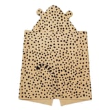 SANDLÖPARE barnhandduk, beige prickig med huva, geparddesign, 100% bomull.