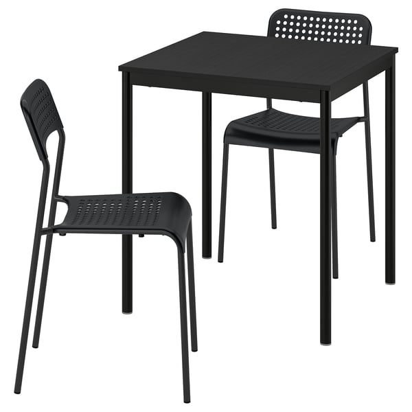 SANDSBERG Bord och 2 stolar - svart svart/svart 67x67 cm