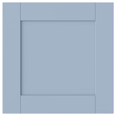 Blå SANNIDAL skåpdörr, platt och fyrkantig, modern traditionell design.