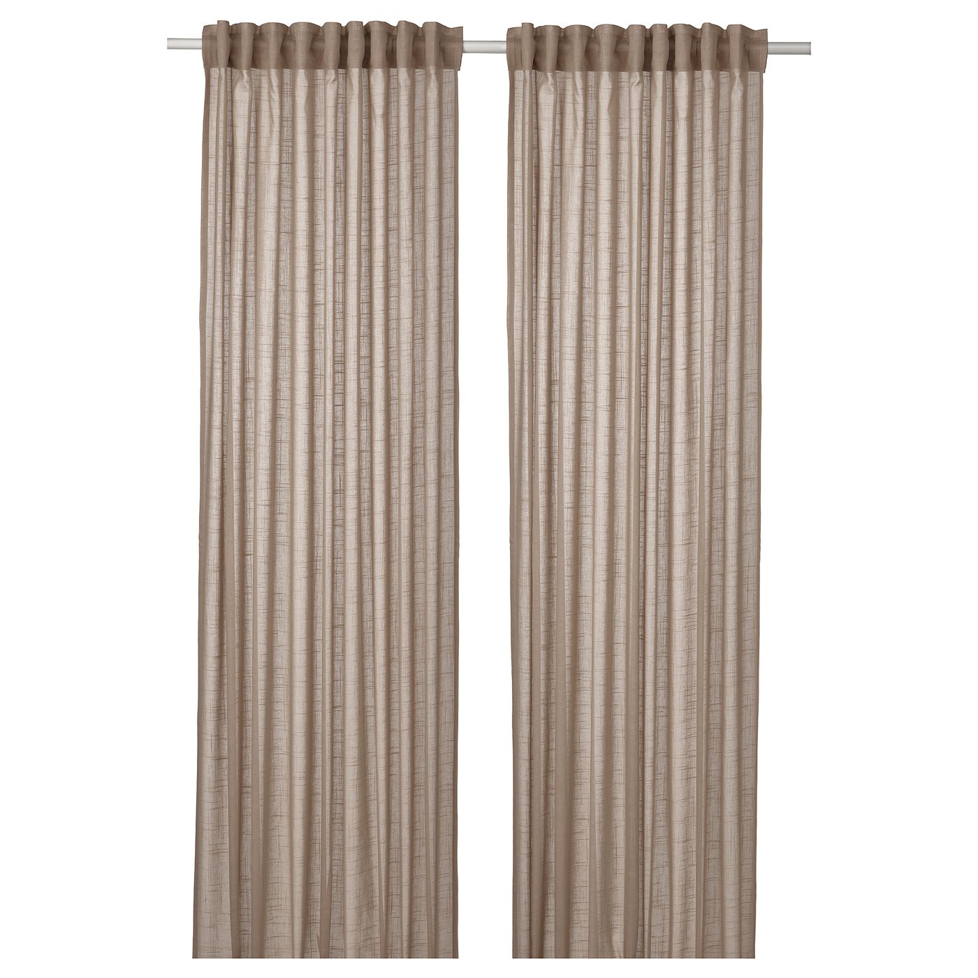 IKEA SILVERLÖNN skira gardiner, 1 par, beige/med veckband, 145x300 cm