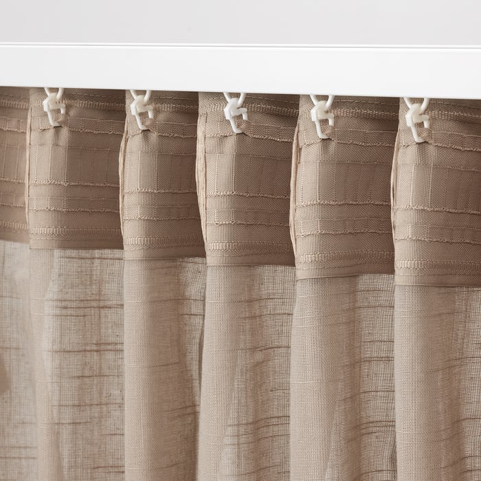 Silverlönn Beige SILVERLÖNN skira gardiner, 1 par, beige/med veckband, 145x250 cm - IKEA