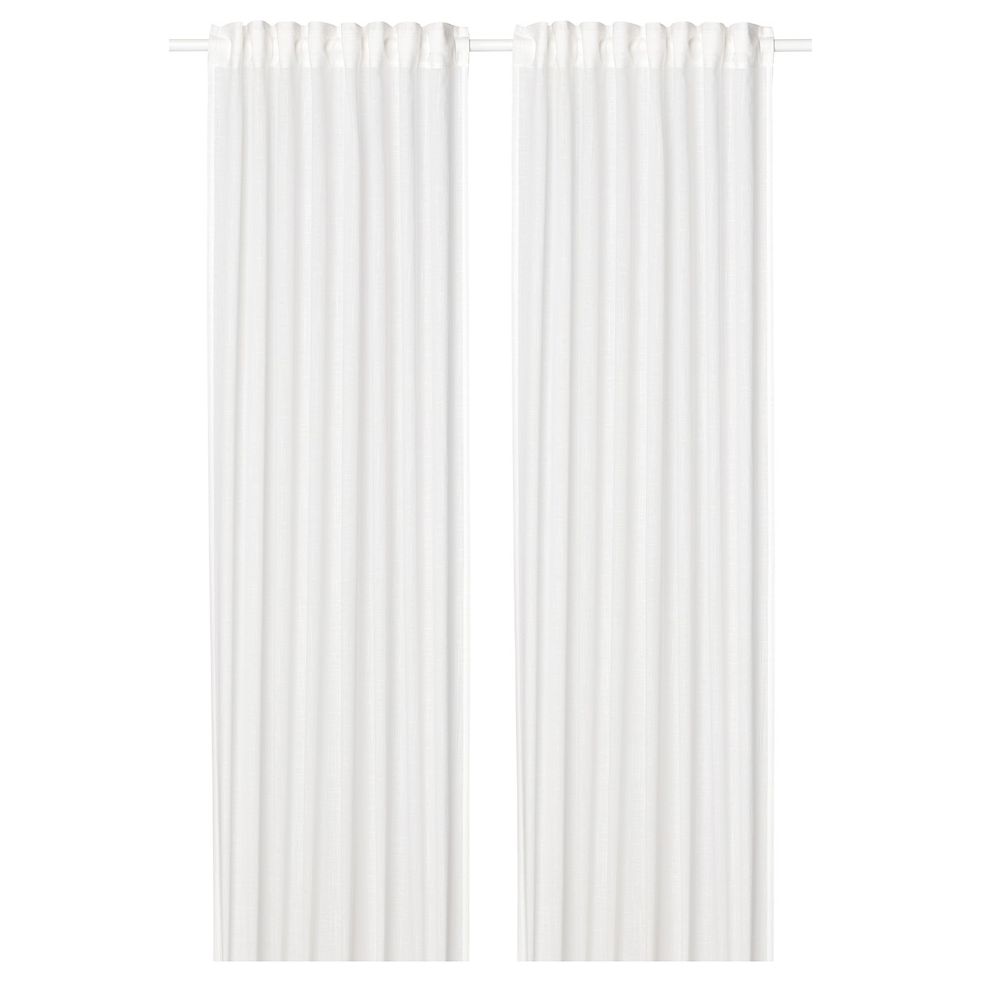 IKEA SILVERLÖNN skira gardiner, 1 par, vit/med veckband, 145x300 cm