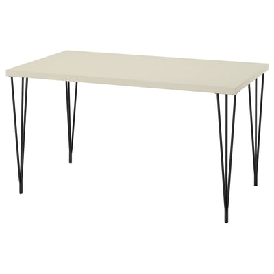SKÅLSTA Bord, ljust gråbeige/hårnål svartgrå, 140x80 cm