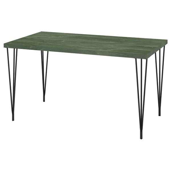 SKÅLSTA Bord, mörk grågrön marmormönstrad/hårnål svartgrå, 140x80 cm