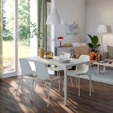 SKÅLSTA Bord och 4 stolar, ljust gråbeige rak ljust gråbeige/plast beige rörformad metall/ljust gråbeige, 140x80 cm