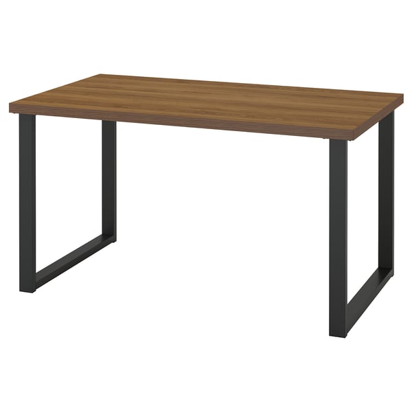 SKÅLSTA Bord, valnötsmönstrad/U-formad svartgrå, 140x80 cm